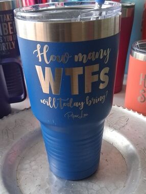 Blue Insulated Tumbler - 'How many WTFS'
